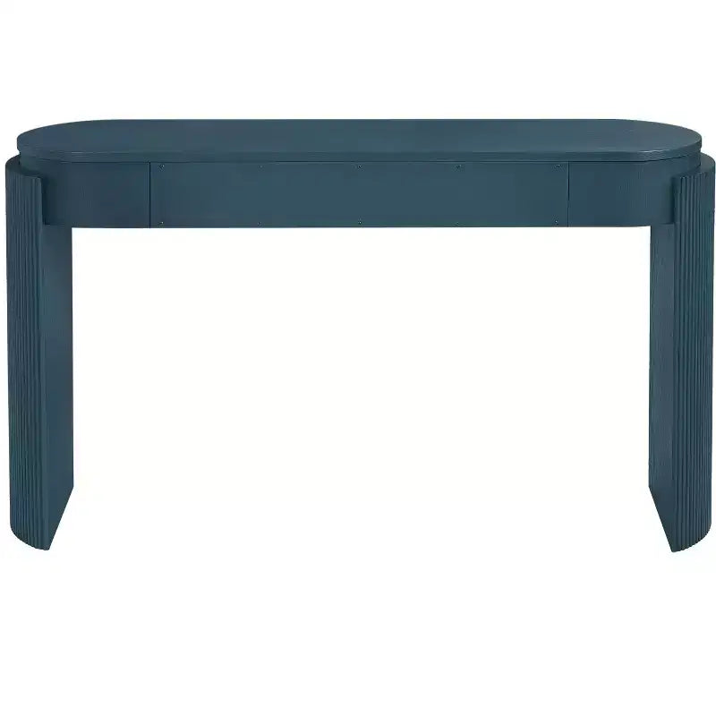 Mesa de consola moderna Merax com tampo oval e pernas curvas caneladas e duas gavetas ocultas