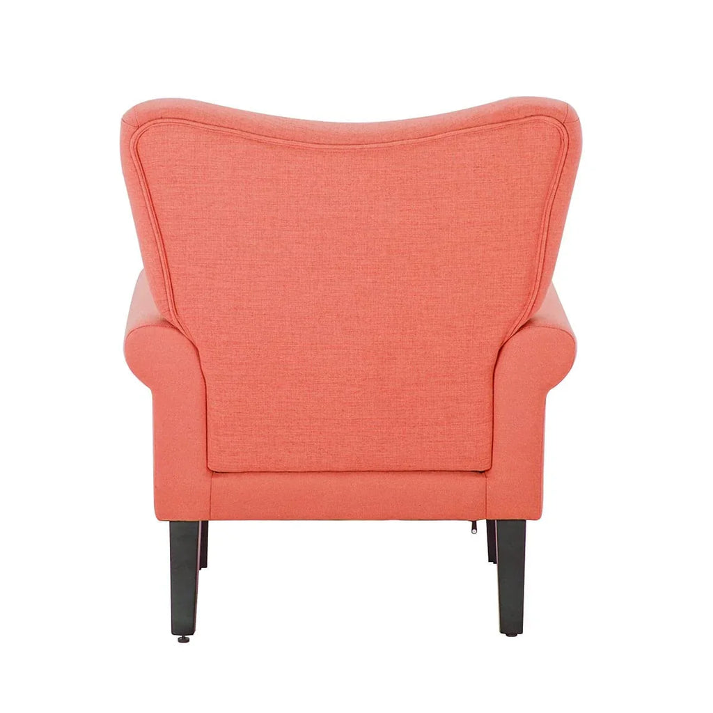 Fauteuil d’appoint moderne Erommy, fauteuil à dossier haut, canapé une place en tissu rembourré avec boutons et pieds en bois pour le salon
