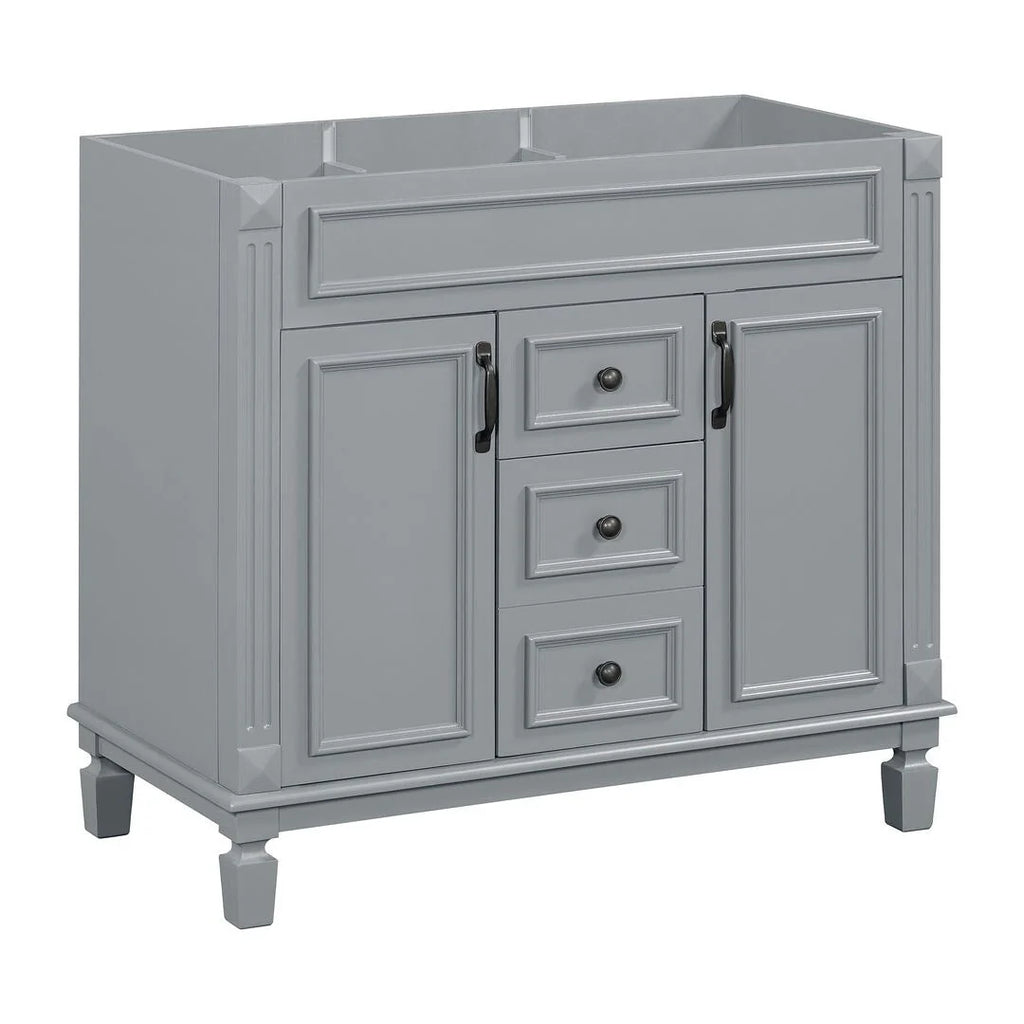 Moderne badkamermeubelset van 36 inch met wastafelblad, spiegelkast, 2 deuren en 2 laden