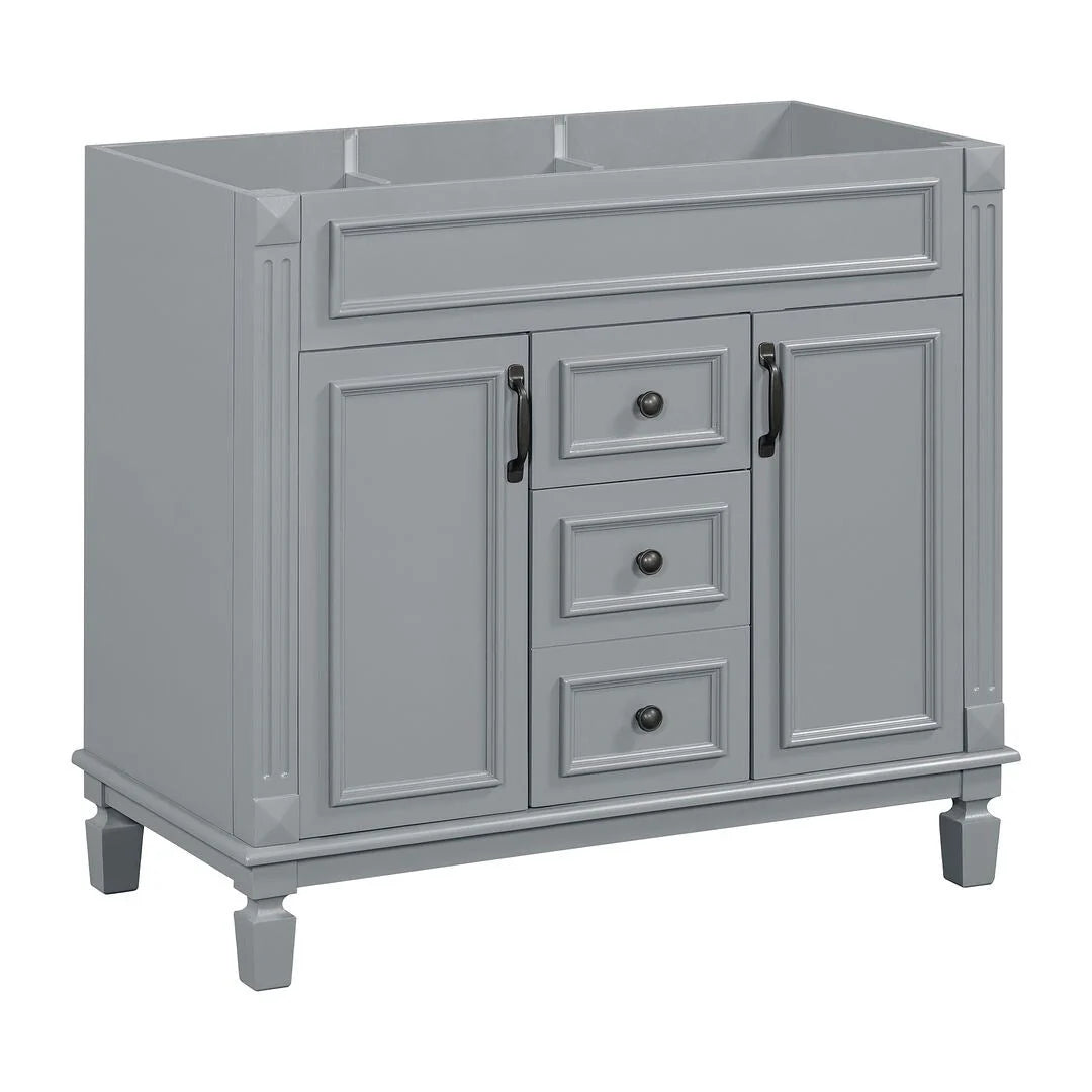 Moderne badkamermeubelset van 36 inch met wastafelblad, spiegelkast, 2 deuren en 2 laden