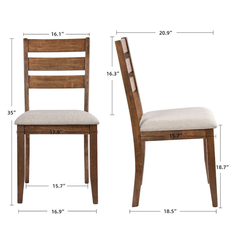 Set di 4 sedie da pranzo in legno con schienale a doghe
