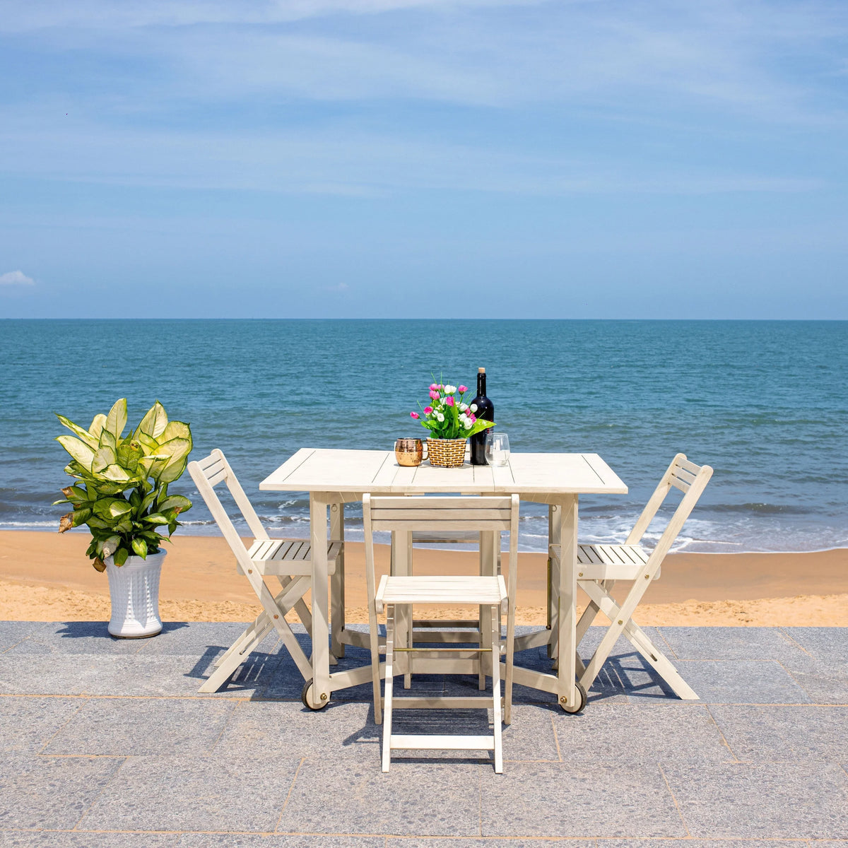Conjunto de mesa de jantar exterior SAFAVIEH Brandy com 5 peças - 43Wx35Dx29H