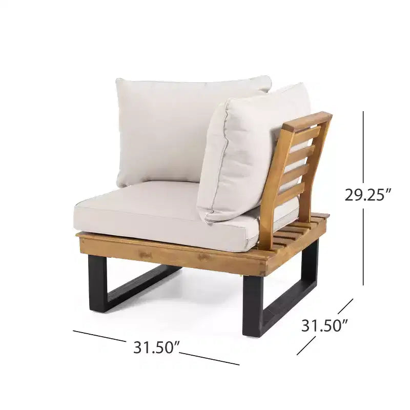 Conjunto de sofá modular de exterior em L, conjunto de lazer para pátio, conjunto de assentos para convívio no jardim com mesa de centro e almofada resistente à água - ModernLuxe