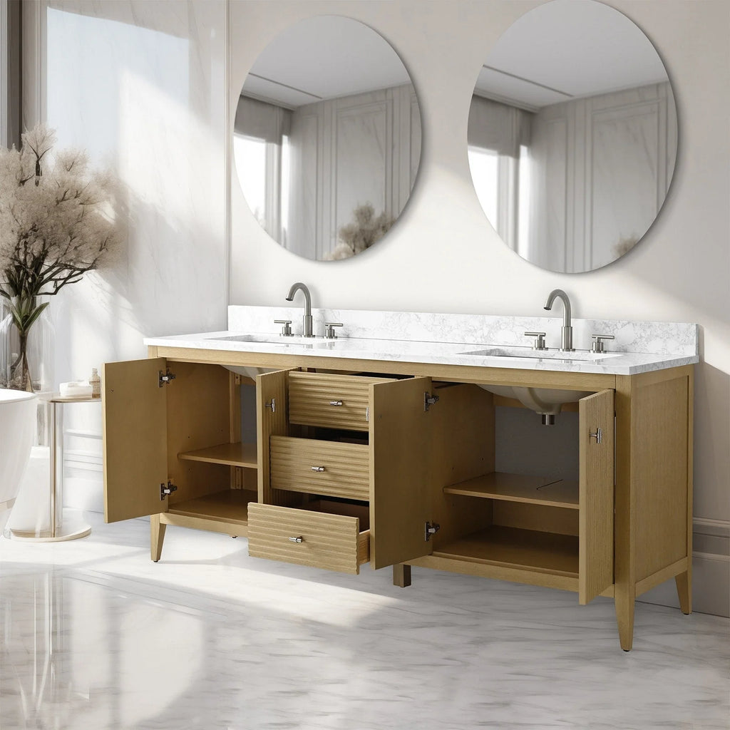 Mobile bagno Vanity Art 72 con doppio lavabo e piano in marmo composito