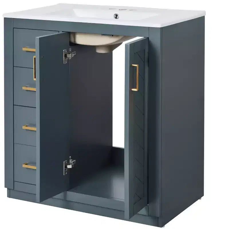 30 Single Sink Bathroom Vanity with Cabinet & 3 Drawers ??Black / Blue / Green / Indigo / White