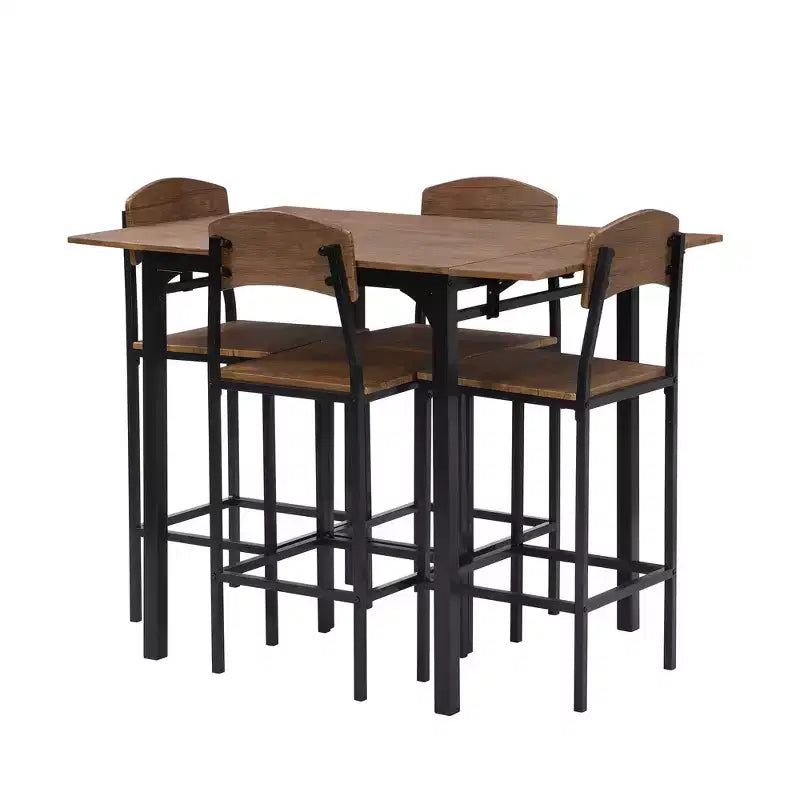 Conjunto de mesa de jantar Whisen Farmhouse de 5 peças, com altura de bancada, tampo rebatível e cadeiras de jantar