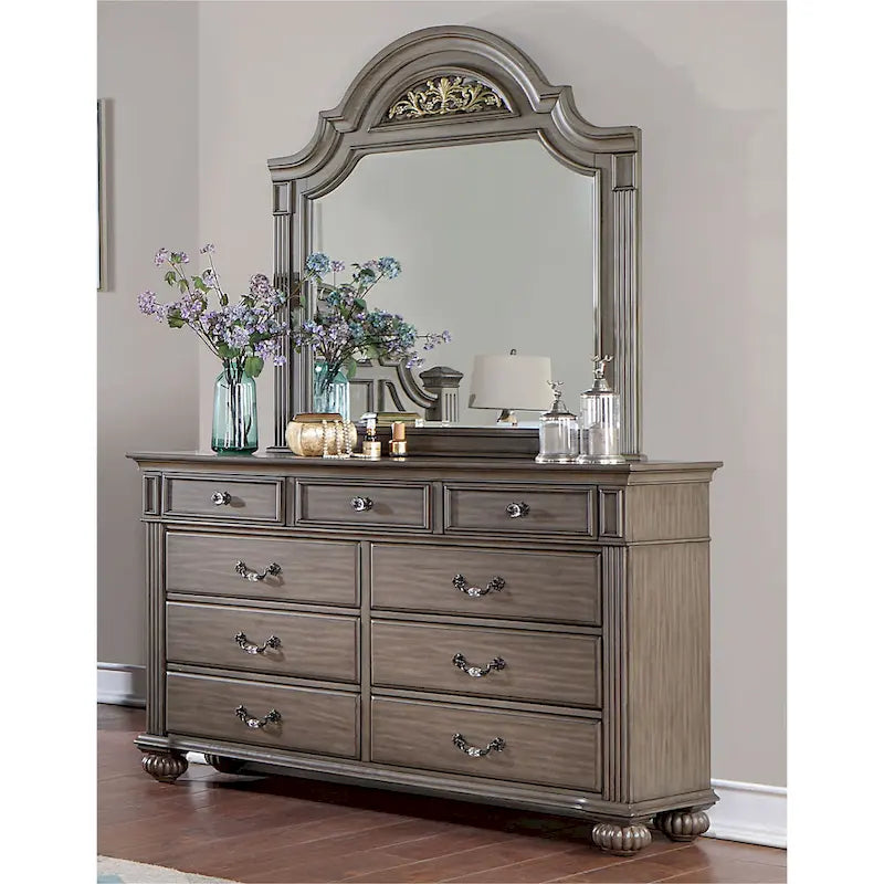 Vame Traditional 2-piece 9-Drawer Dresser and Mirror Set by Furniture of America