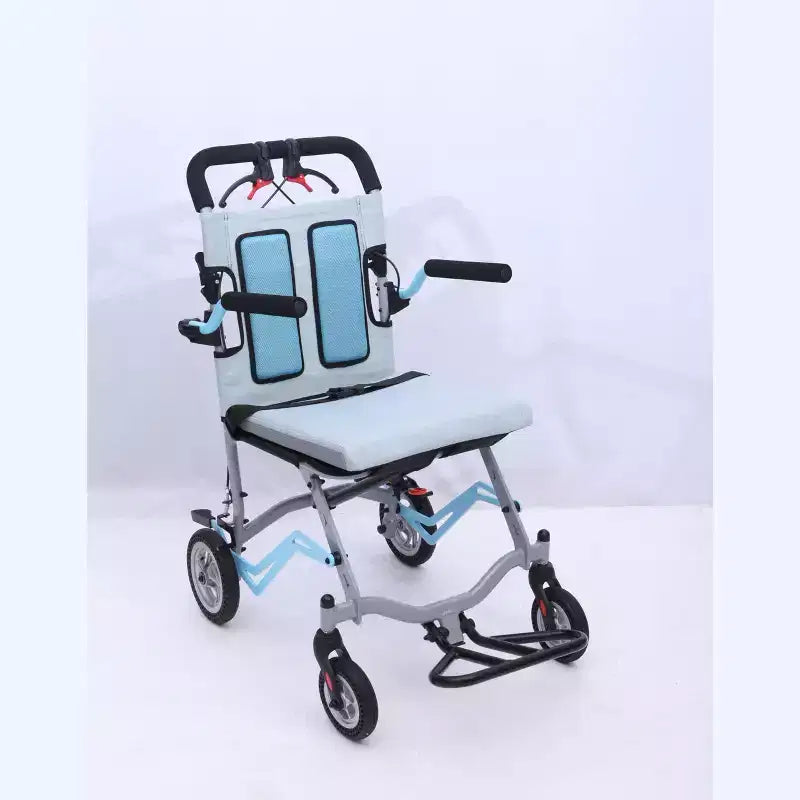 Cadeira de transporte para idosos ultraleve, cadeira de transporte dobrável portátil e leve, com travão de mão com bloqueio e apoios de braços rebatíveis amovíveis
