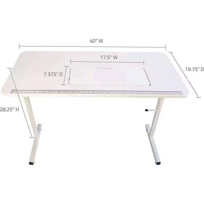 Mesa de costura portátil e dobrável SewingRite SewStation 101 com pernas de aço, branca - perfeita para casa, escritório e empresa