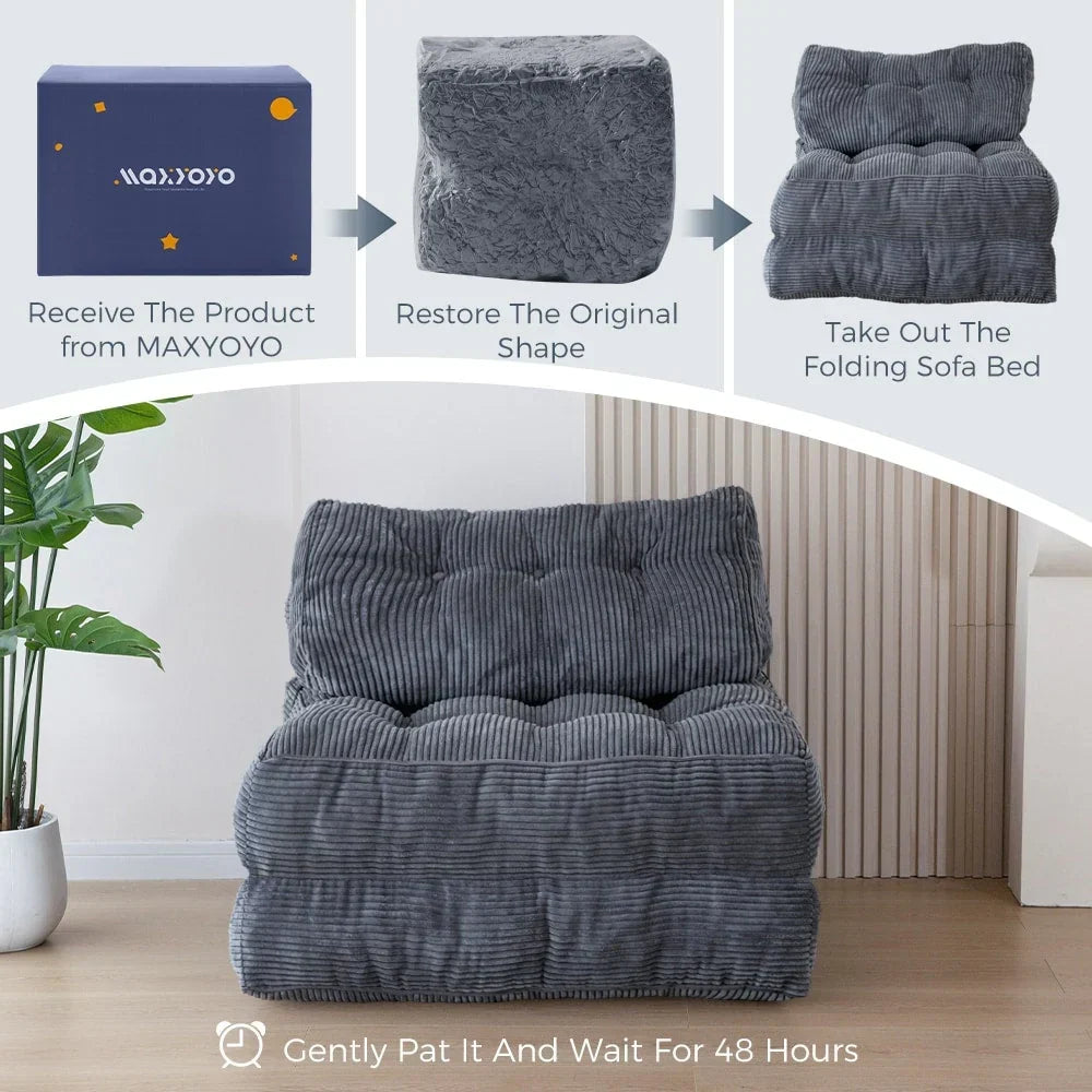 8 Cord-Sofa zum Zusammenklappen, Schlafsofa, Einzel