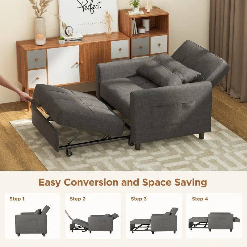 Sofá-cama ajustável 3 em 1, sofá-cadeira extraível, cama dobrável convertível para a sala de estar