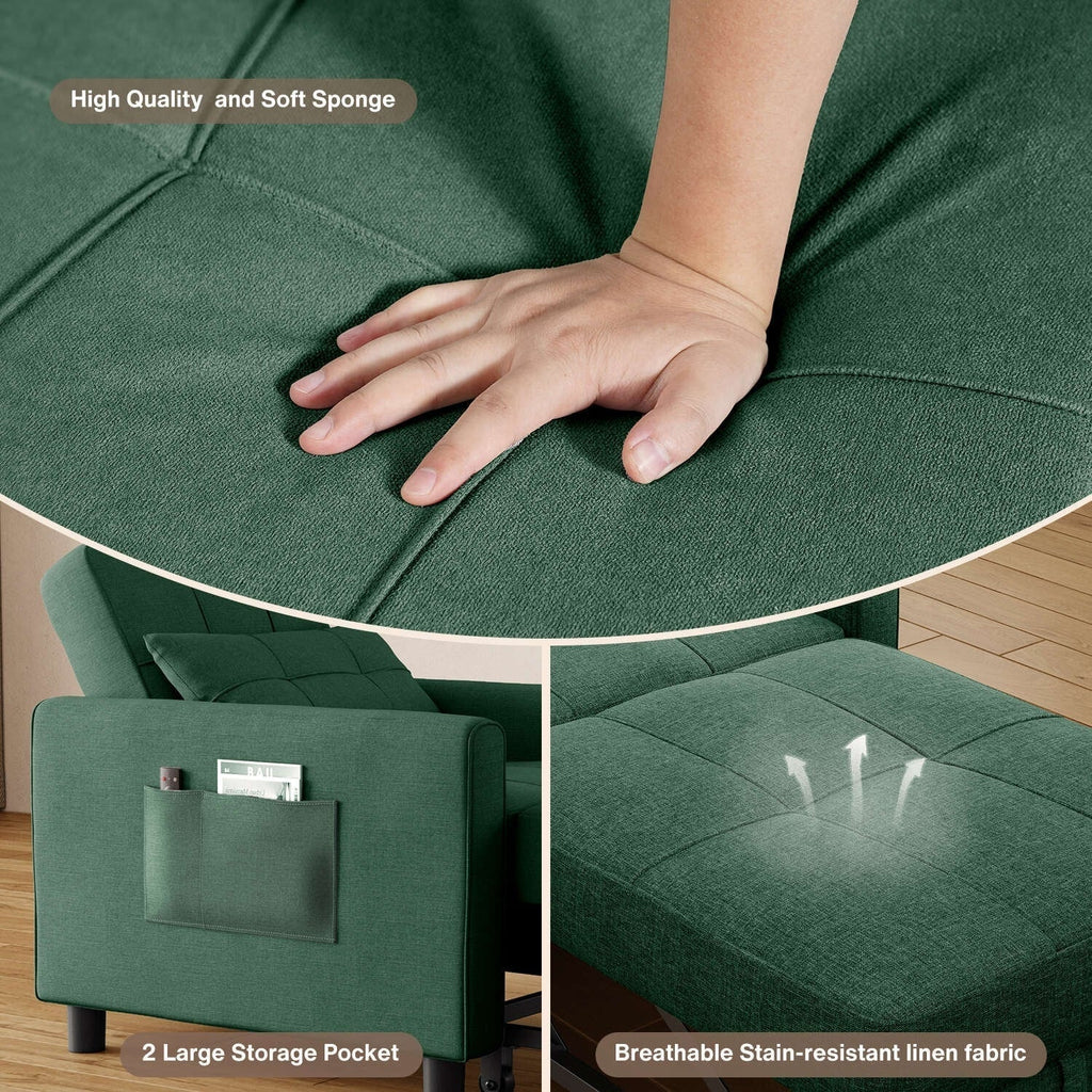 Sofá-cama ajustável 3 em 1, sofá-cadeira extraível, cama dobrável convertível para a sala de estar