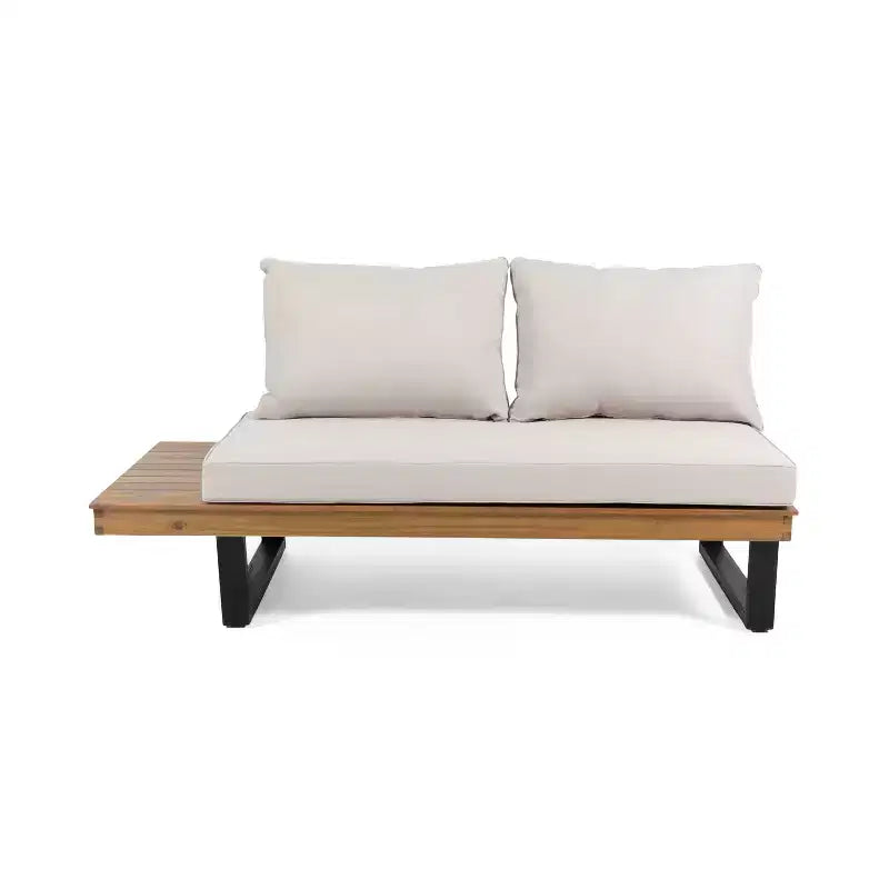 Conjunto de sofá modular de exterior em L, conjunto de lazer para pátio, conjunto de assentos para convívio no jardim com mesa de centro e almofada resistente à água - ModernLuxe