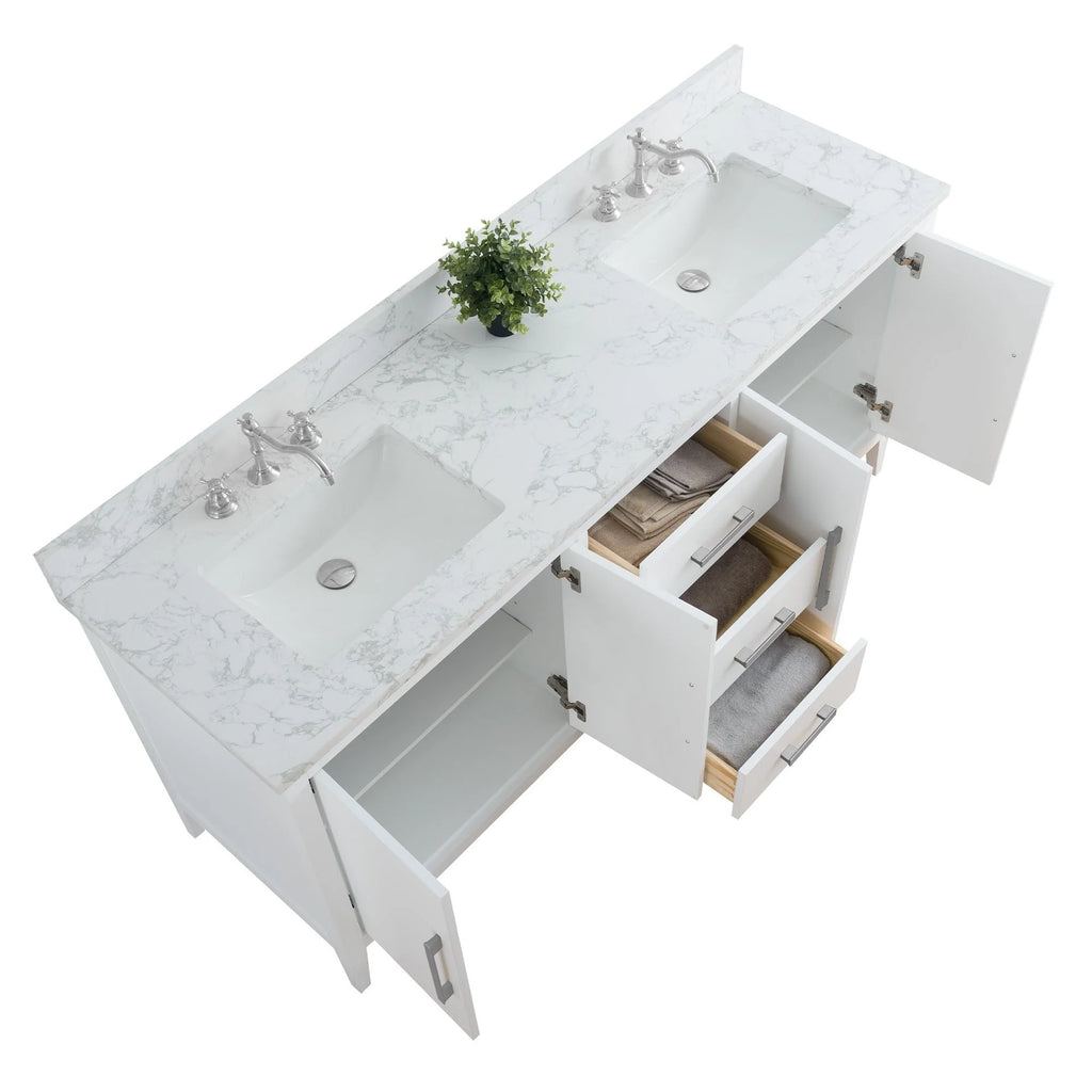 Mobile bagno Vanity Art 72 con doppio lavabo e piano in marmo composito