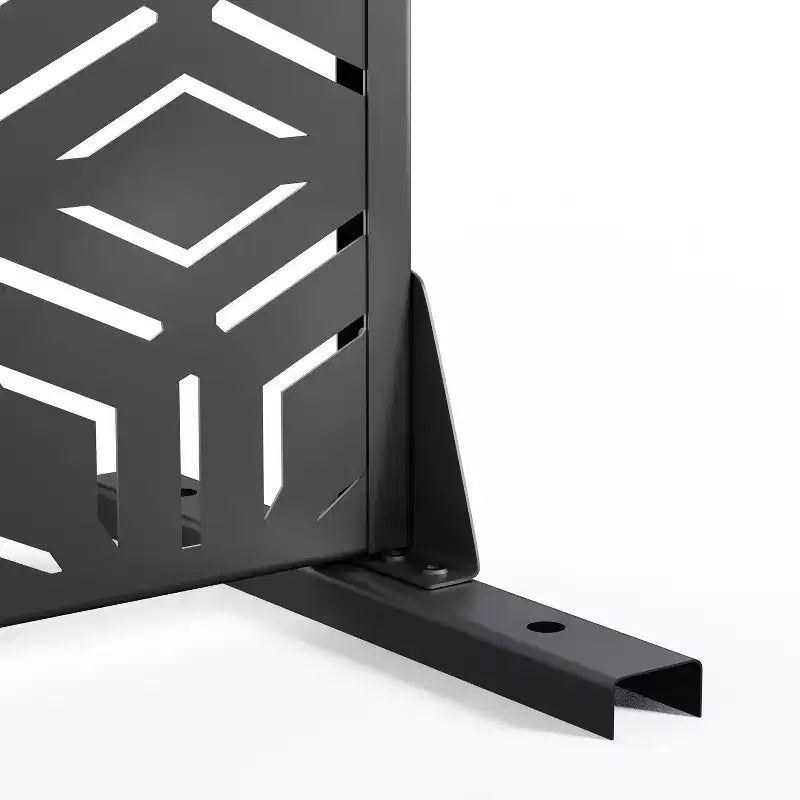 Paravento divisorio a 3 pannelli con motivo geometrico - acciaio zincato nero