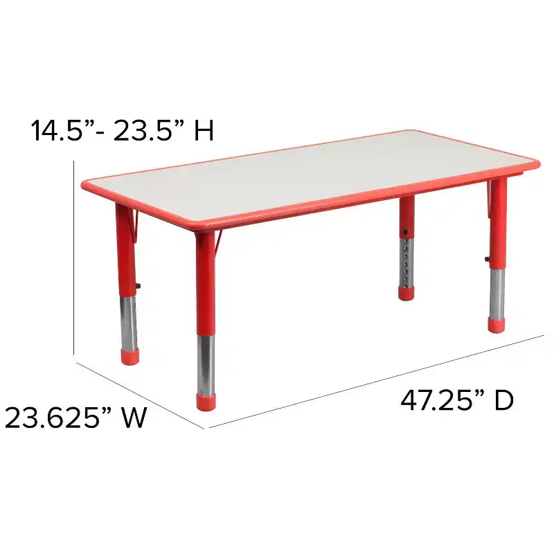 Rechteckiges, höhenverstellbares Aktivitätstisch-Set aus Kunststoff von Emma und Oliver, 23,625 W × 47,25 L, mit 6 Stühlen