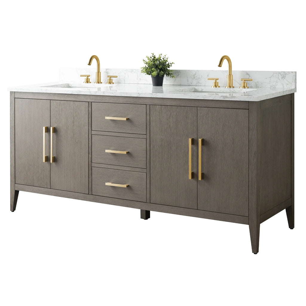 Mobile bagno Vanity Art 72 con doppio lavabo e piano in marmo composito
