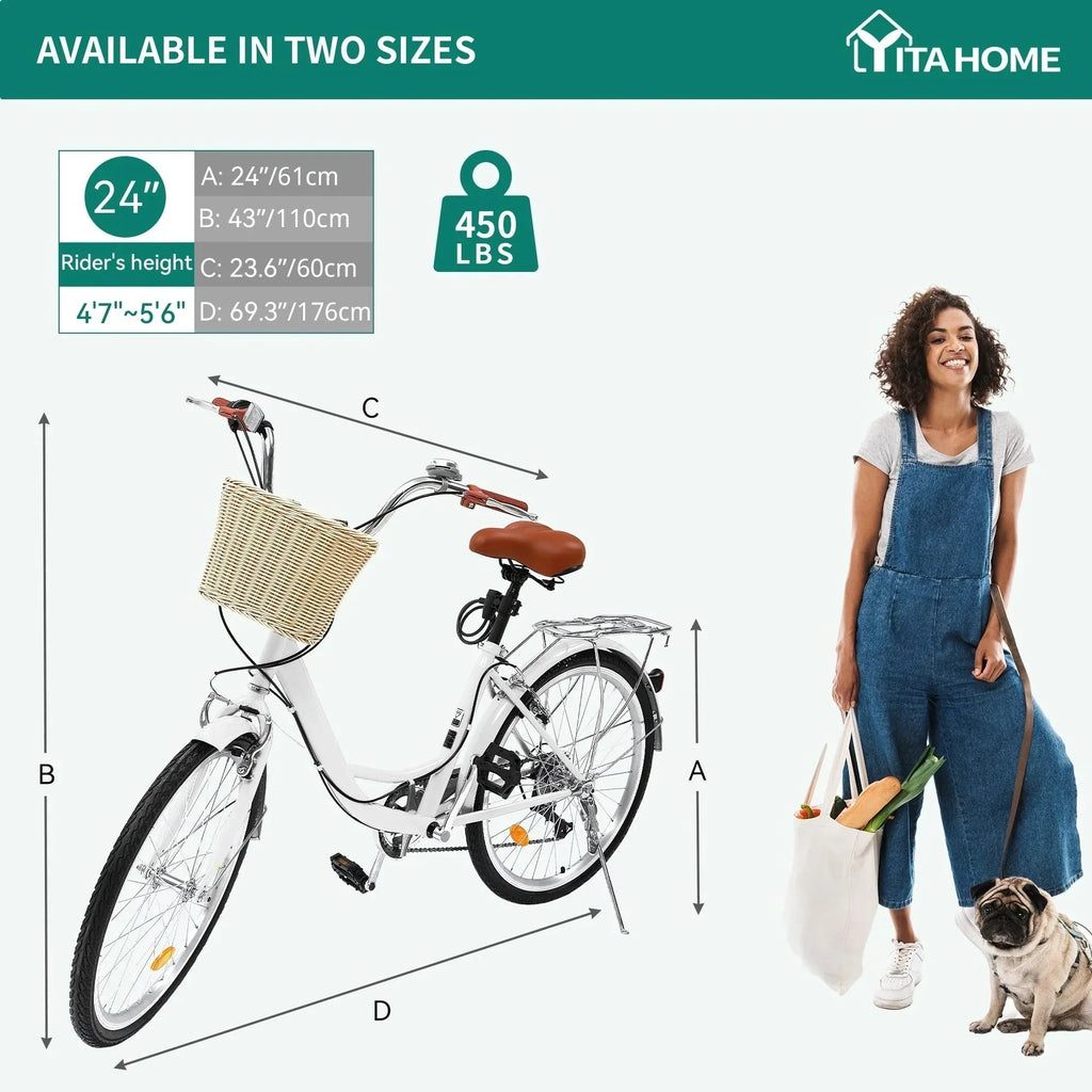 Moasis24/ 26 7rychlostní městské kolo Cruiser s nastavitelným rámem pro pohodlný nástup, kolo na dojíždění