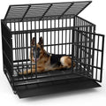 BOSSIN 48/38 inch Heavy Duty Indestructible Dog Crate, Escape Proof Dog Cage Kennel with Lockable Wheels