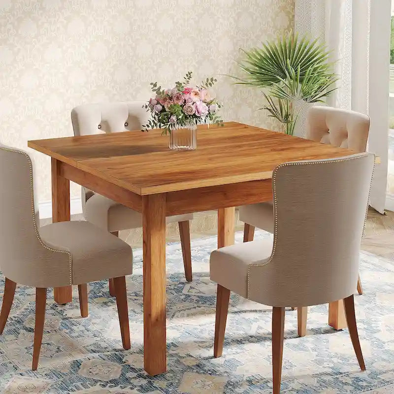 39.4 Inches Square 2-4 People Dining Table with Solid Wood Legs for Living Room Dining Room
