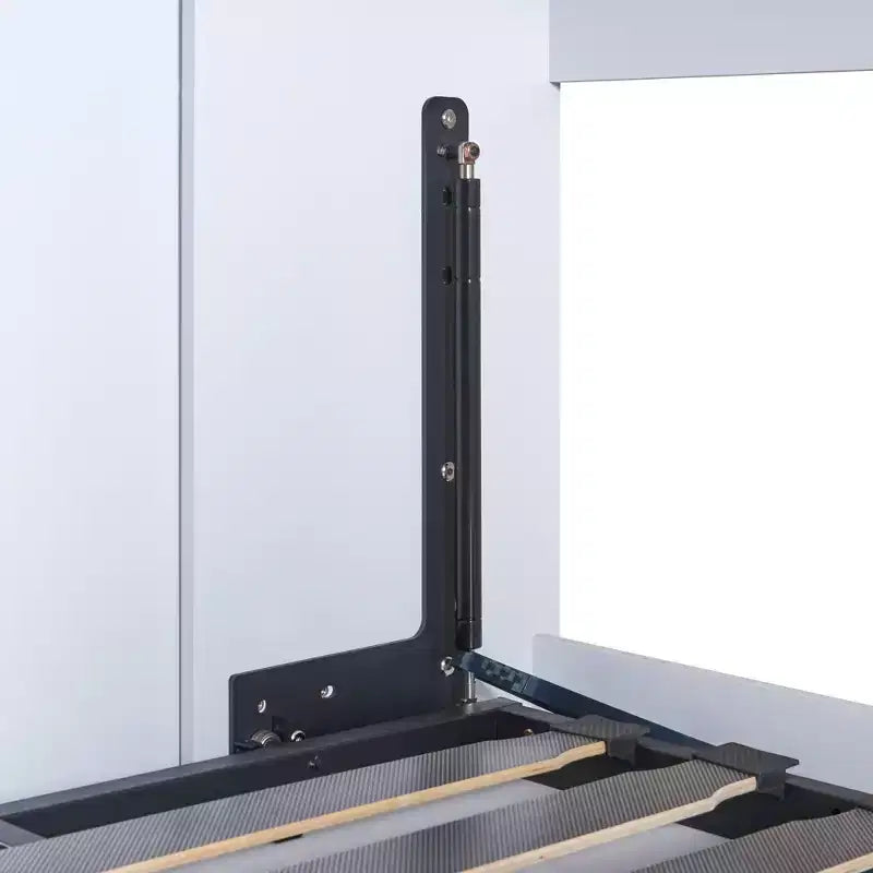 Cama escamoteável de solteiro com estrutura de cama de parede, armário de madeira com roupeiro integrado, gavetas de arrumação e prateleiras abertas, branco -ModernLuxe