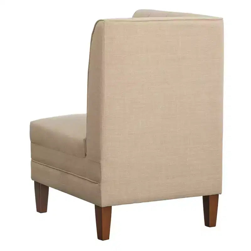 Conjunto de jantar banquette Kerrington de 4 peças Lifestorey, com encosto canelado, nogueira/creme: tecido com aspeto de linho, mesa com pé central