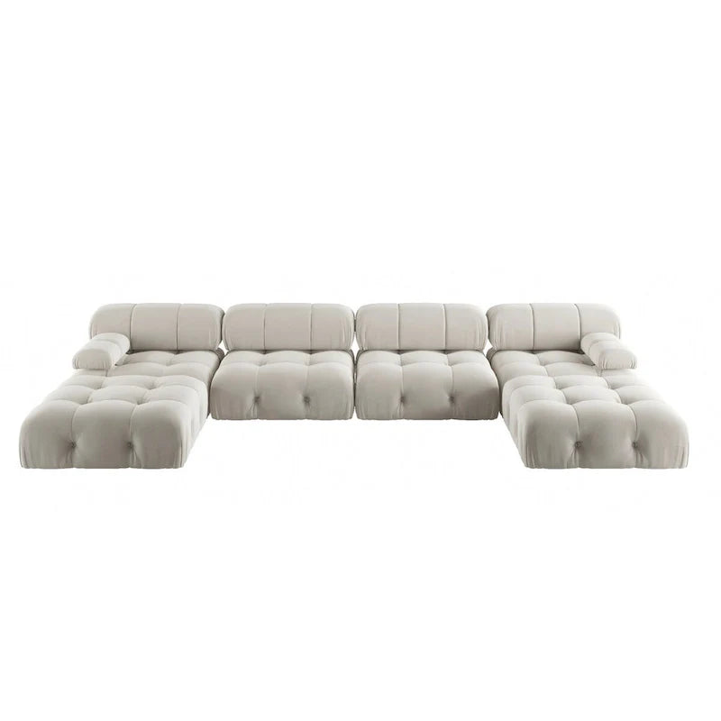 Canapé modulaire convertible 138, canapés en velours minimalistes en U