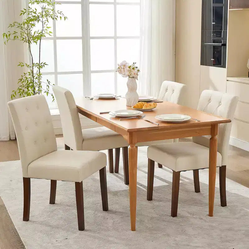 Parsons-Esszimmerstühle mit Knopfheftung, Set aus 6/4 Stück – gepolsterte Küchenstühle aus Stoff mit Holzbeinen und gepolsterten Sitzen – moderner Stil