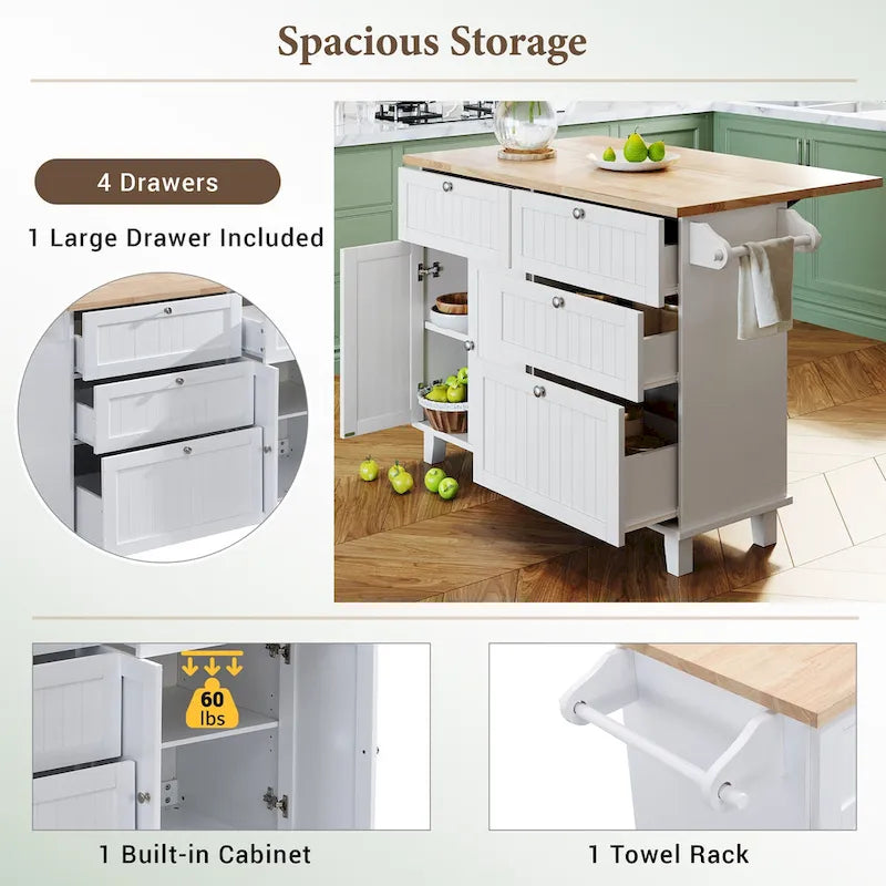 Conjunto de ilha de cozinha TOPMAX com aba rebatível e 2 lugares, conjunto de mesa de jantar com prateleira ajustável, gavetas e toalheiro
