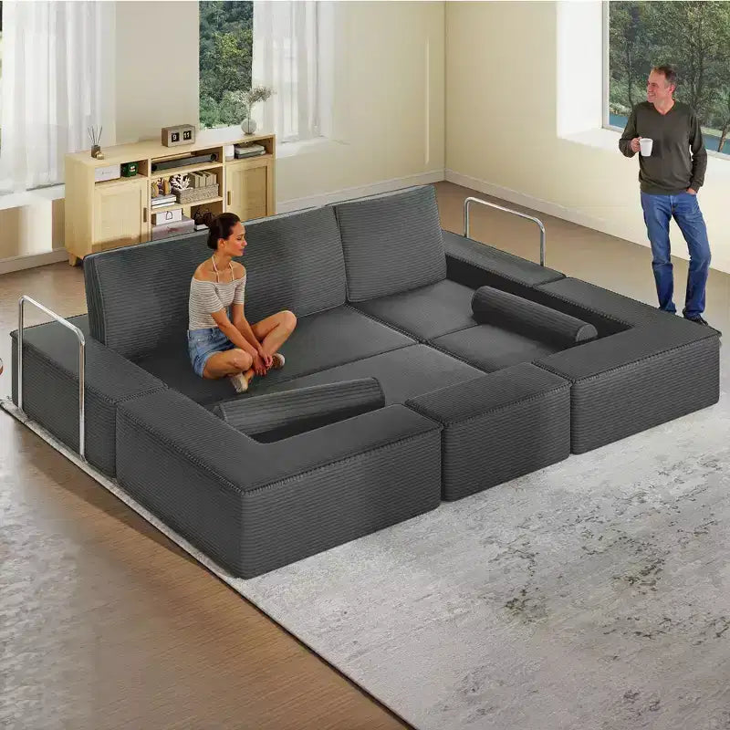 Sofá modular Cloud convertível, sofá modular confortável de veludo cotelê, sofá confortável com assento profundo e almofadas altas, fácil de montar