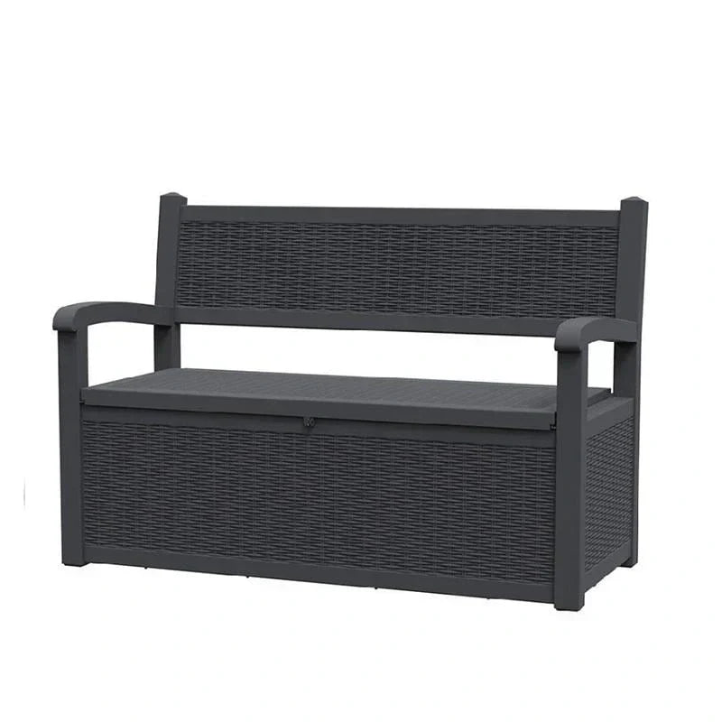 All-Weather Resin Storage Bench with Lockable Hidden Compartment - Rattan-Look Design, 500 lbs Capacity, 70-Gallon Storage