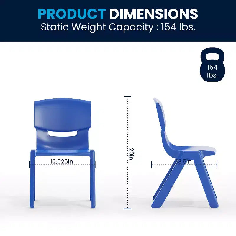 Rechteckiges, höhenverstellbares Aktivitätstisch-Set aus Kunststoff von Emma und Oliver, 23,625 W × 47,25 L, mit 6 Stühlen