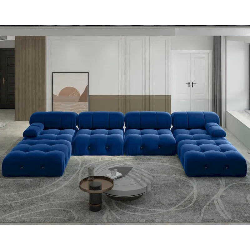 Canapé modulaire convertible 138, canapés en velours minimalistes en U