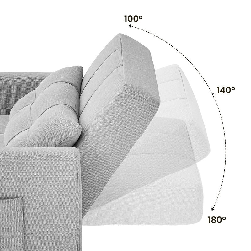 Sofá-cama ajustável 3 em 1, sofá-cadeira extraível, cama dobrável convertível para a sala de estar