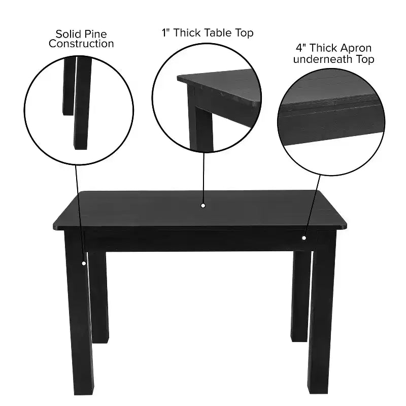 Tavolo da pranzo rettangolare in pino massello Flash Furniture, 46 x 30