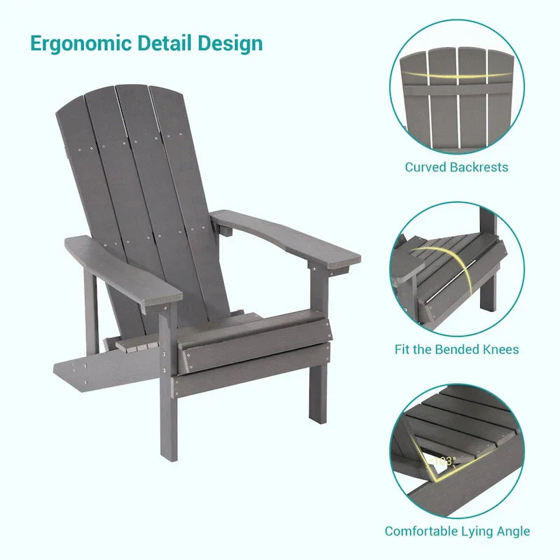 Conjunto de 4 cadeiras Adirondack de exterior em madeira resistente às intempéries Bonosuki