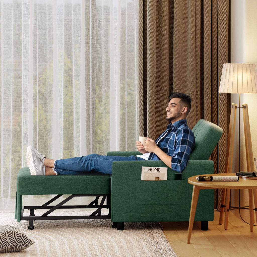 Sofá-cama ajustável 3 em 1, sofá-cadeira extraível, cama dobrável convertível para a sala de estar