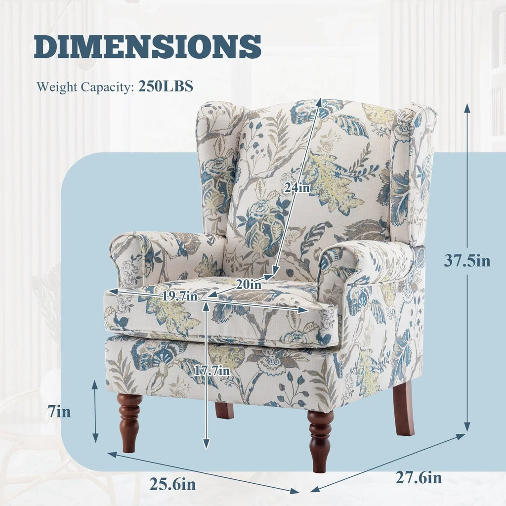 Fauteuil d’appoint moderne Erommy, fauteuil à dossier haut, canapé une place en tissu rembourré avec boutons et pieds en bois pour le salon