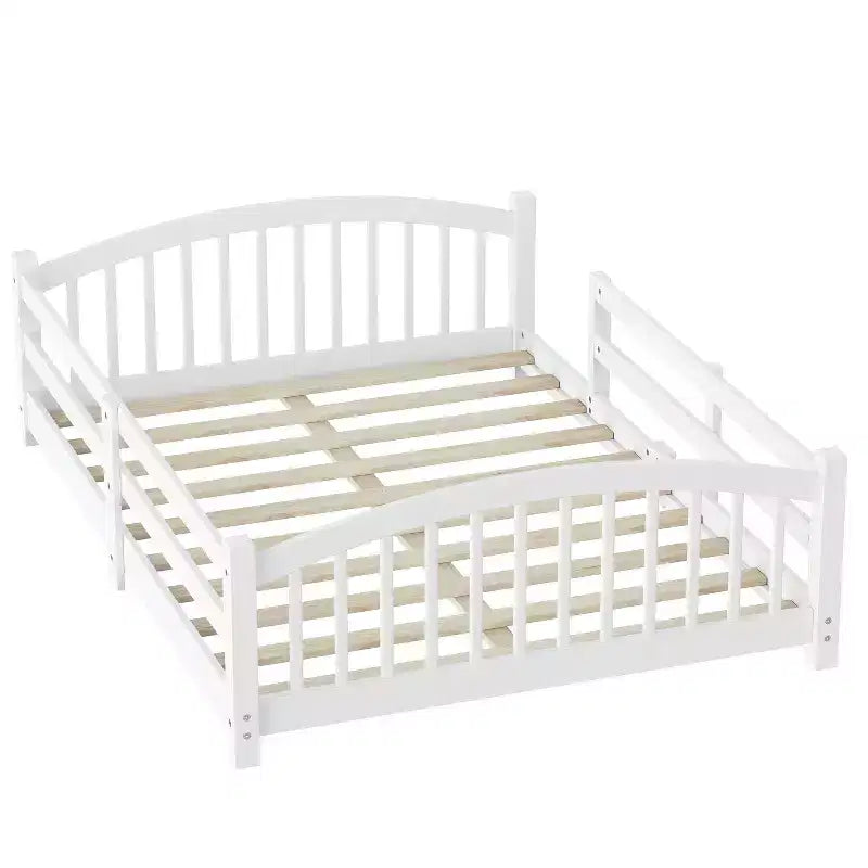 Lit Montessori bas Luxystar, taille double, avec barrières de sécurité et tête de lit
