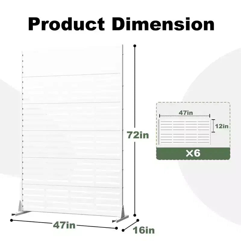 MAYEERTY 72 x 47 Zoll großer weißer Sichtschutz für den Außenbereich aus Naturmaterial, 6-teiliges Set, natürlicher Klappteiler für Hinterhof und Garten